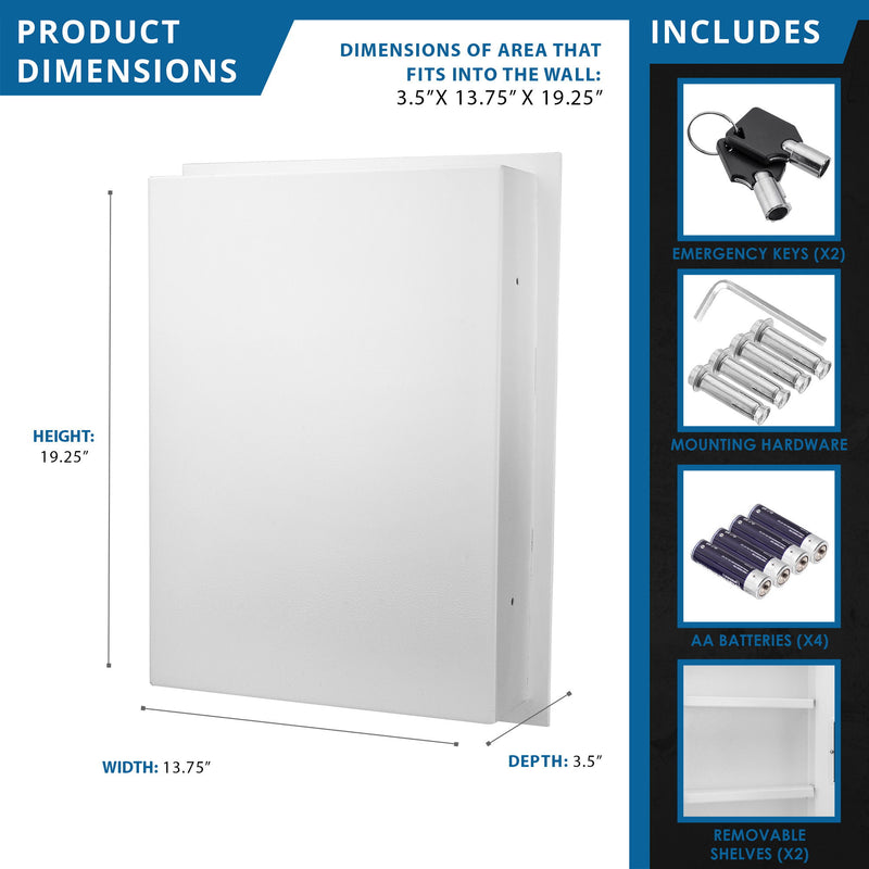 Biometric Wall Safe - White