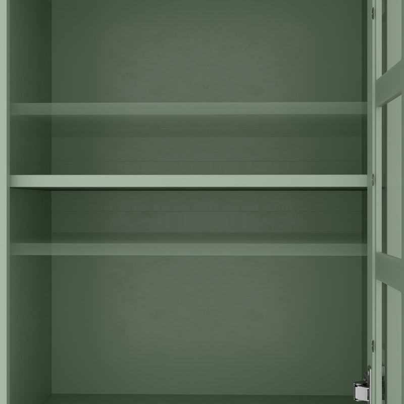 Curio Cabinet, Freestanding Vintage Display Storage Cabinet, Adjustable Shelves - Green