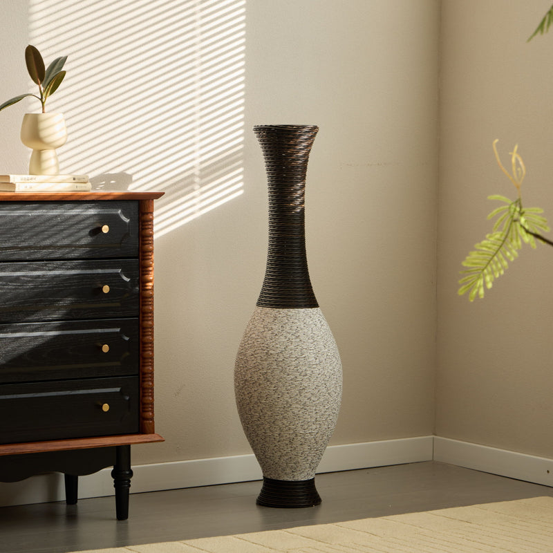Tall Designer Floor Vase With Elegant 2 Tone