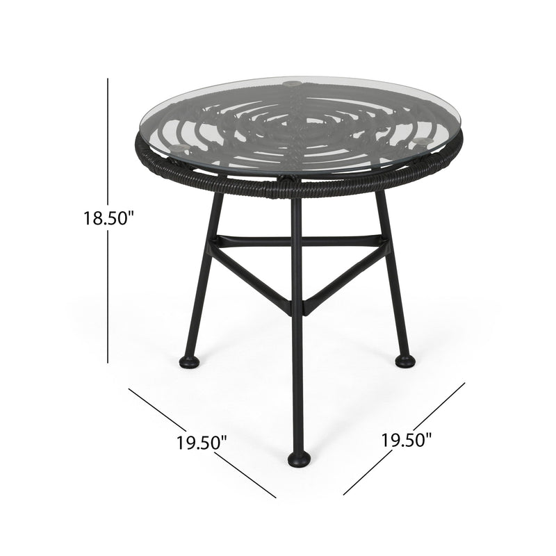 Petrichor - Outdoor Side Table With Tempered Glass And Steel Frame