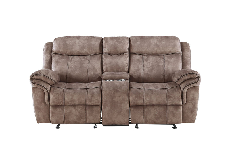 Zubaida - Two Tone Recliner Loveseat With USB Port Console