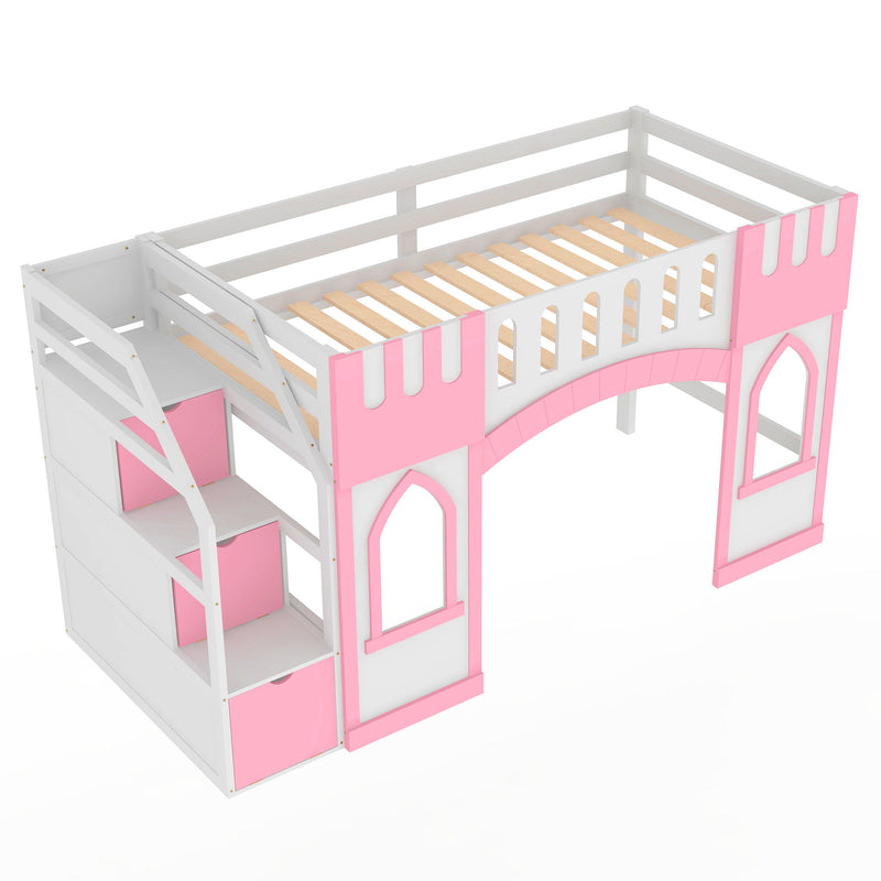 Loft Bed With Storage Staircase And Windows