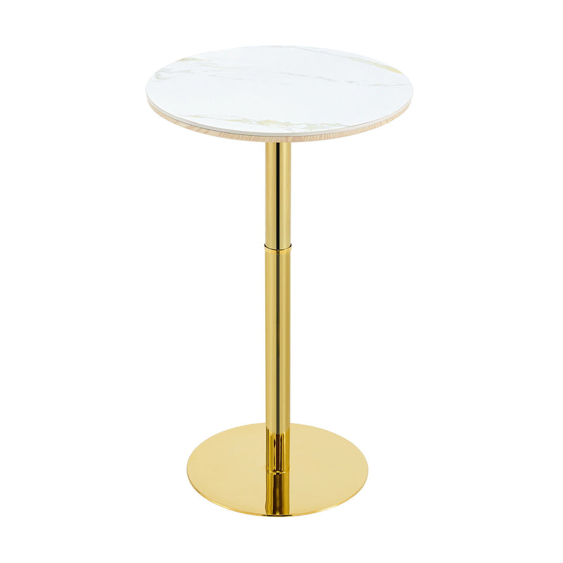Circular Bar Table With Non Adjustable Legs - Gold+White