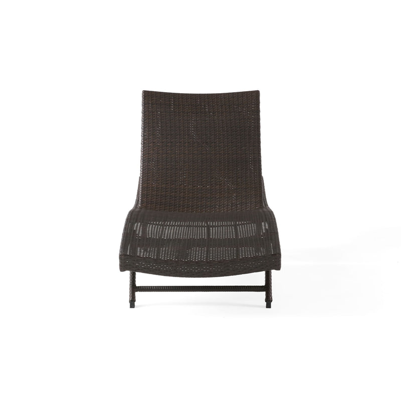 Kauai - Modern Style Pe Wicker Chaise Lounge - Brown Multi