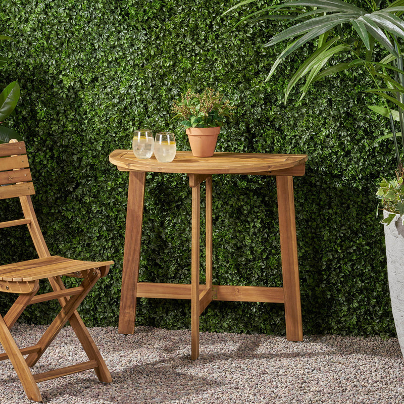 Outdoor Half Round Folding Acacia Wood Bistro Table