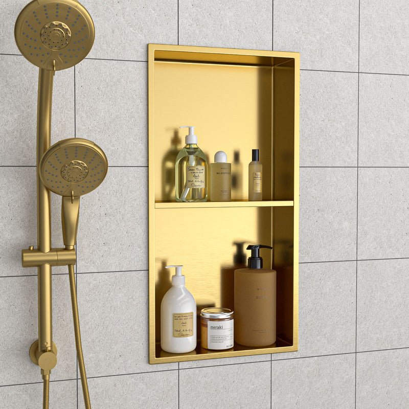 Modern Stainless Steel Shower Niche Double Shelf For Bathroom