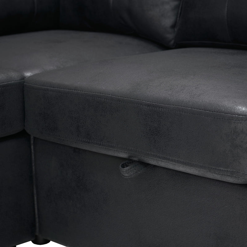 Convertible Sectional Sofa Bed With Pull Out Sleeper And Storage