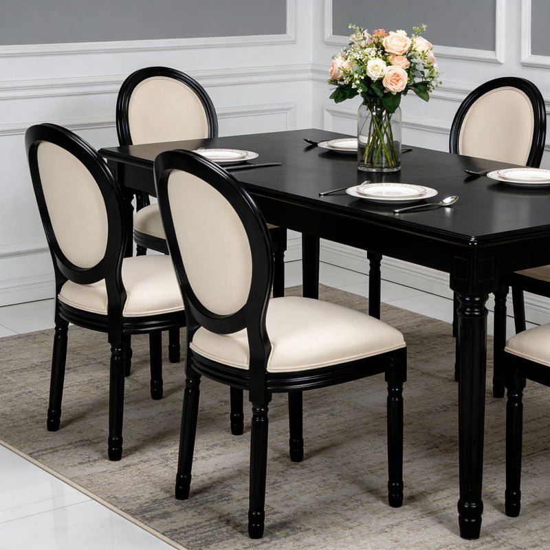 Dining Chairs Upholstered With Sponge Round Back (Set of 2) - Black