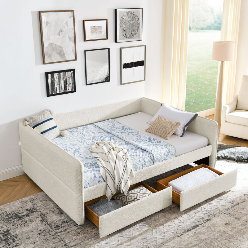 Upholstered Daybed & 2 Drawers