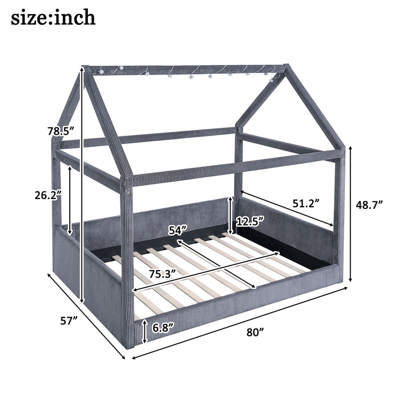 Upholstered House Style Daybed With LED Light Strips