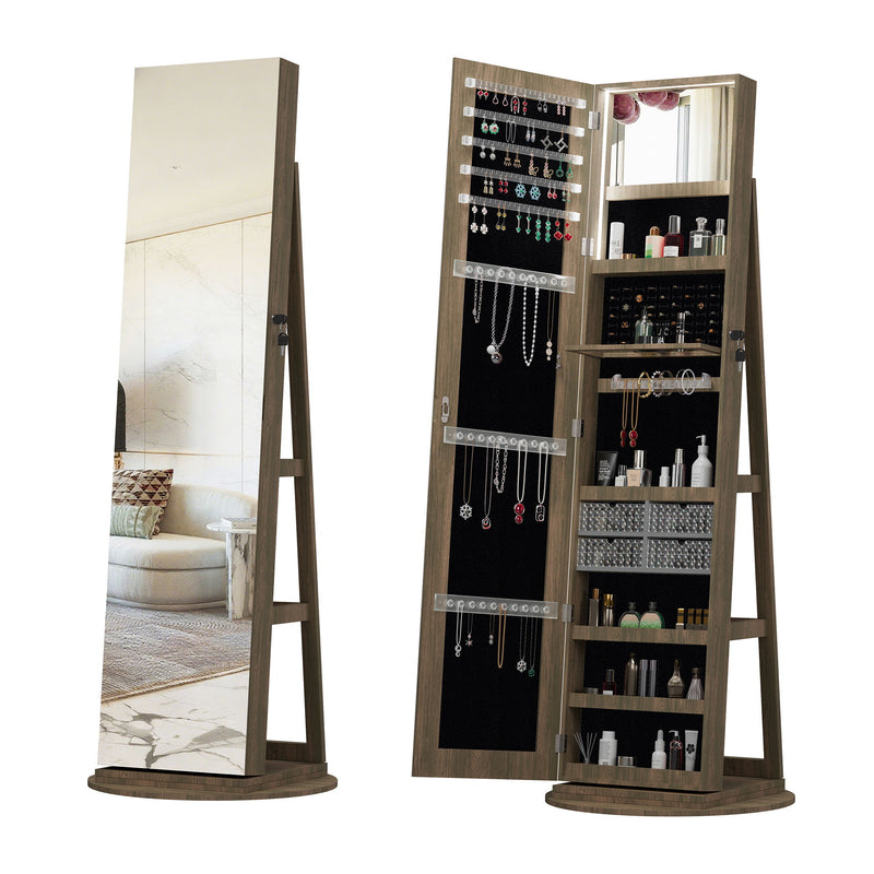 Swivel Jewelry Cabinet With Full Length Mirror