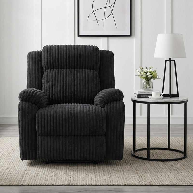 Motion Recliner Chair With Plush Armrests For Living Room, Soft Seat - Black