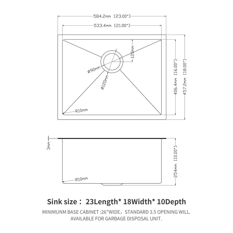 Undermount Kitchen Sink With Deep Single Bowl