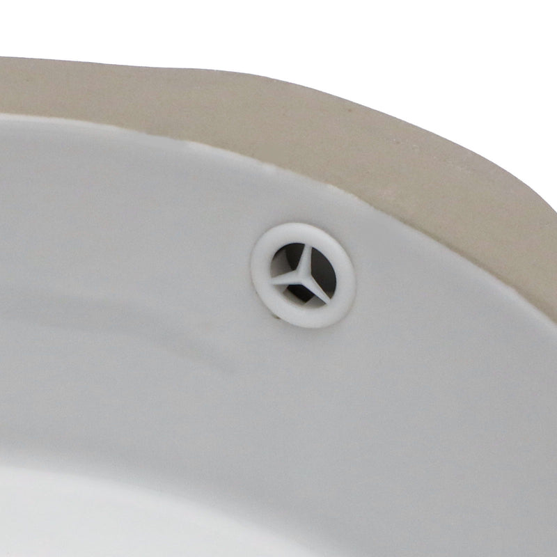 Ceramic Round Undermount Bathroom Sink With Overflow, European Style - White