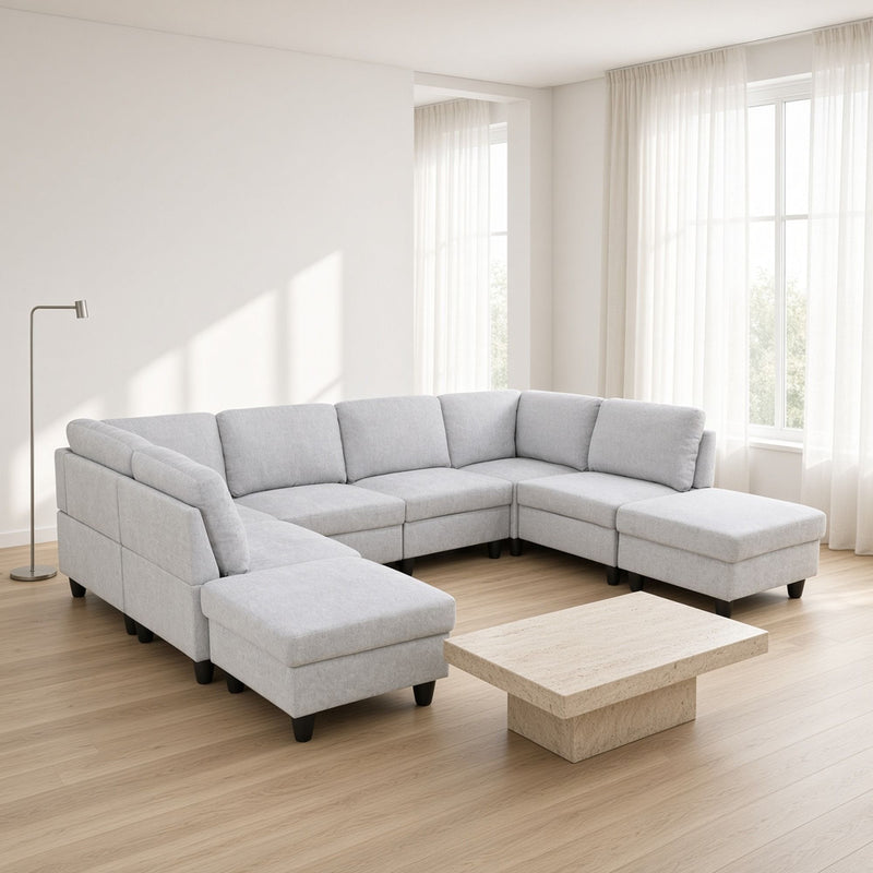 8 Piece Modular U - Shape Sectional Sofa
