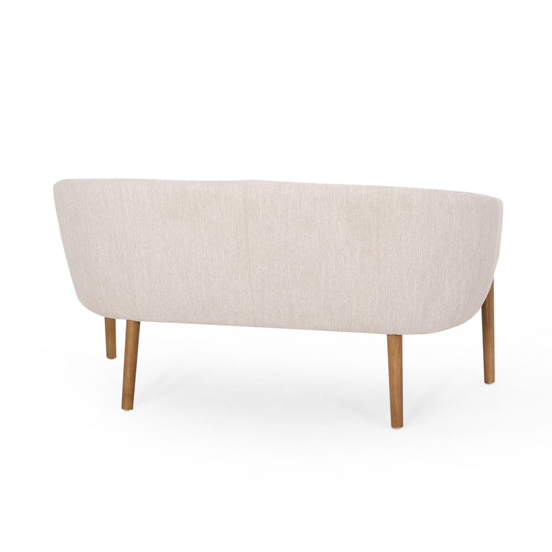 Mid Century Modern Loveseat With Channel Stitched Backrest