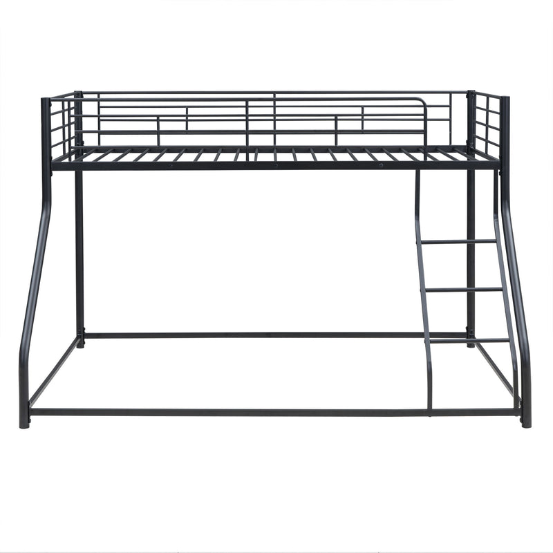 Metal Floor Bunk Bed With Sloped Ladder, Space Saving Design