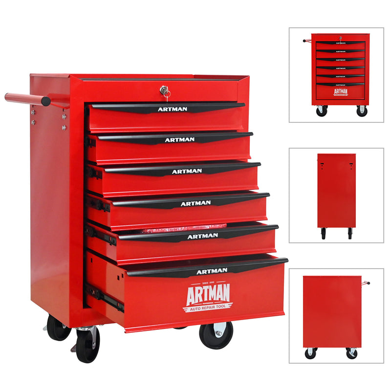 Rolling Metal Tool Chest With Drawers, Steel Storage Cabinet With Ball Bearing Slides