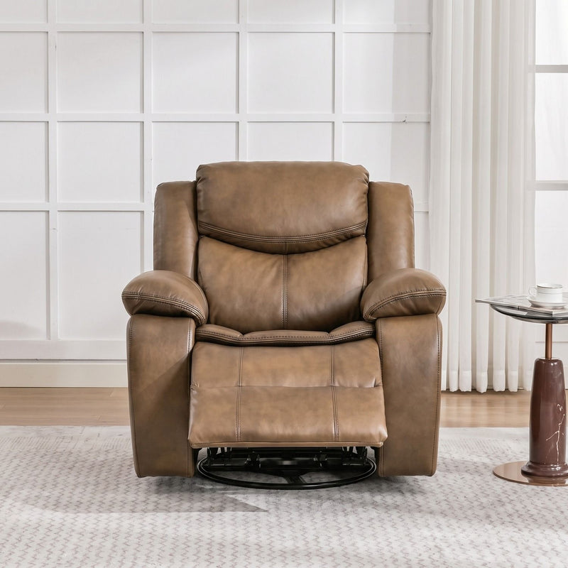 Rocker Recliner Chair With Manual Recline And 360° Swivel Base
