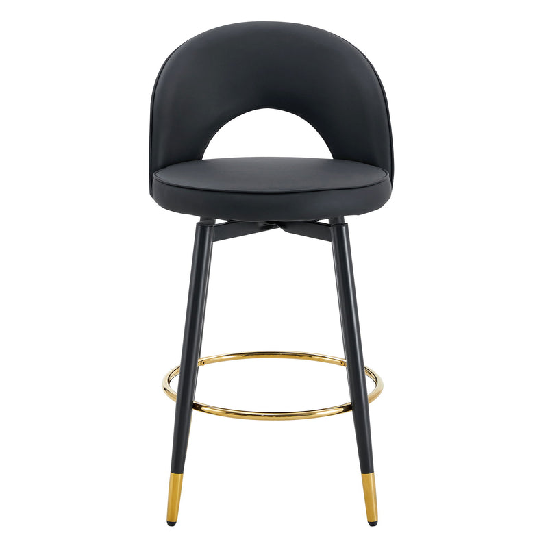 Modern Upholstered 360° Rotatable Bar Chair With Metal Legs For Dining Room (Set of 2)