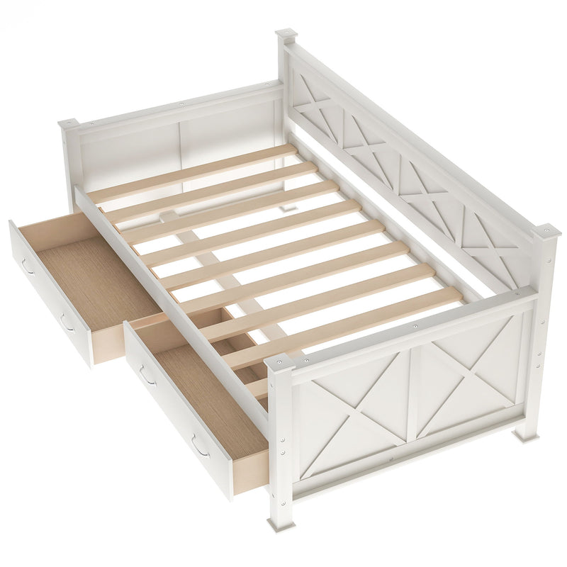 Modern Daybed With 2 Large Drawers, X Shaped Frame