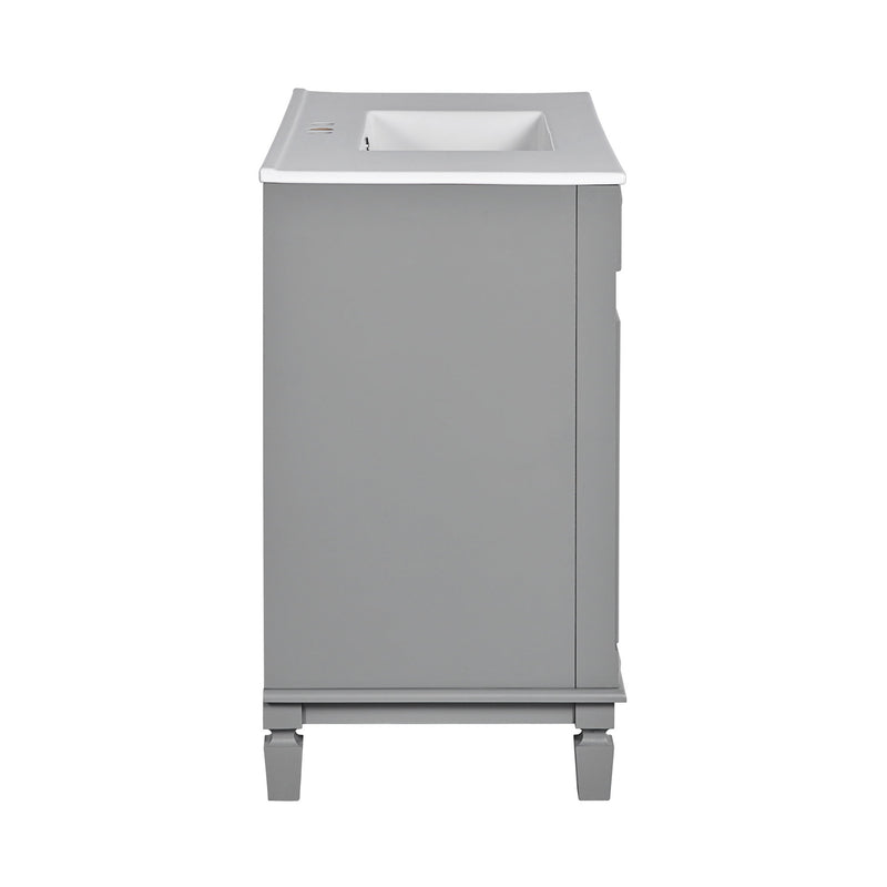 Bathroom Vanity With Top Sink, Mirror Cabinet, 2 Soft Closing Doors & 2 Drawers