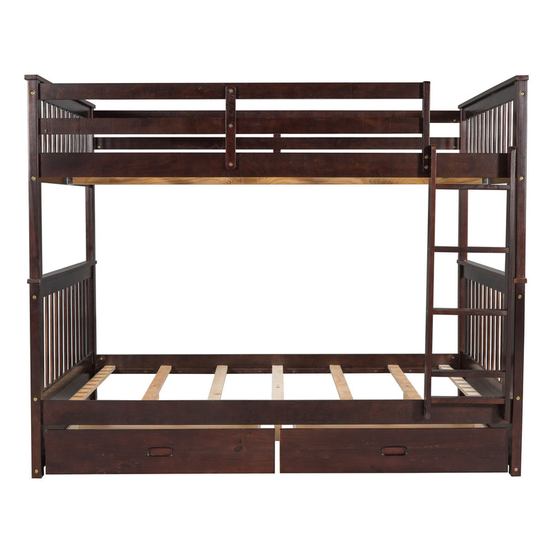 Bunk Bed With Ladders And 2 Storage Drawers
