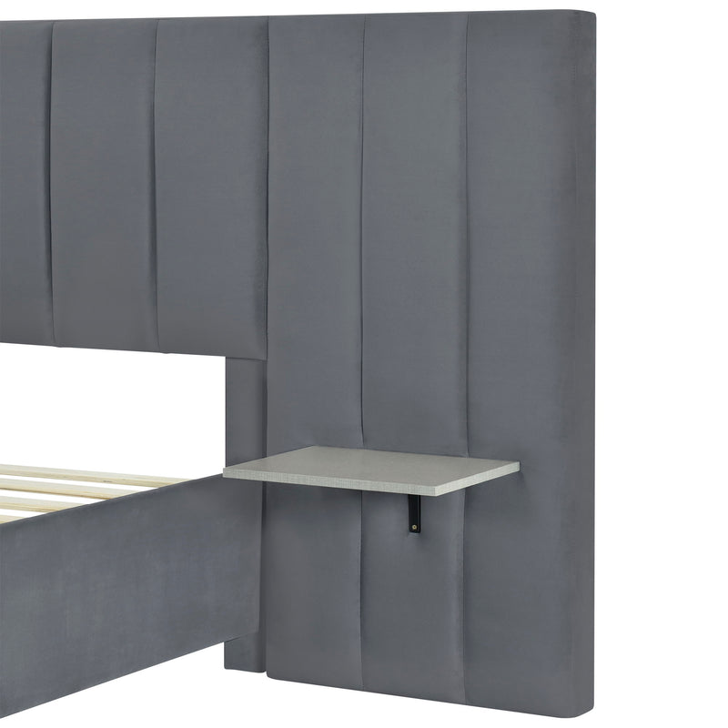 Upholstered Platform Bed With Big Headboard