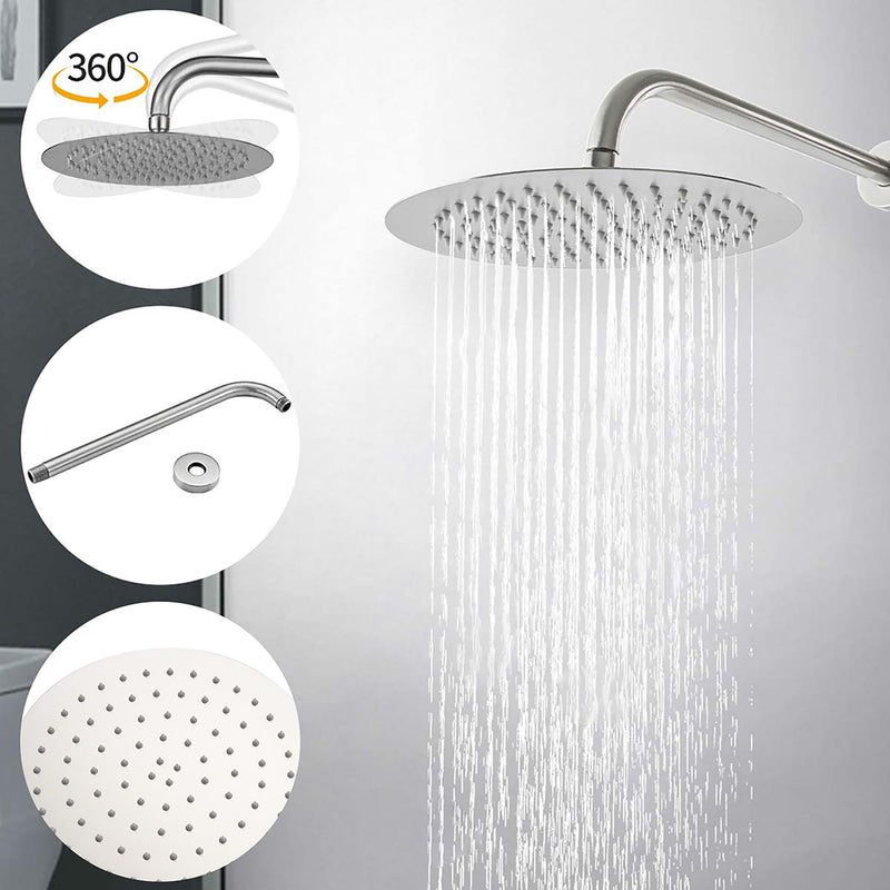 Elegant 10" Round Rain Shower Head And Handheld Set With Adjustable Tilt And Dual Modes