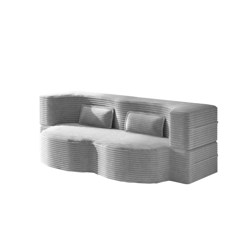 Floor Sofa With 2 Pillows, Convertible Twin Size Mattress For Living Room