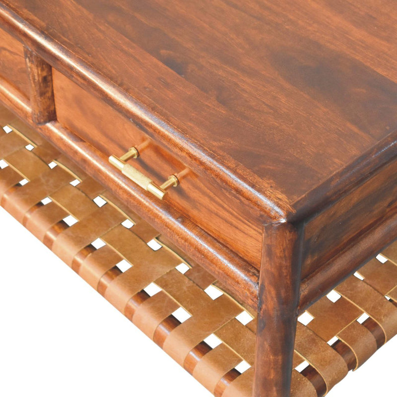 Regency - Woven Console Table With 2 Drawers - Brown