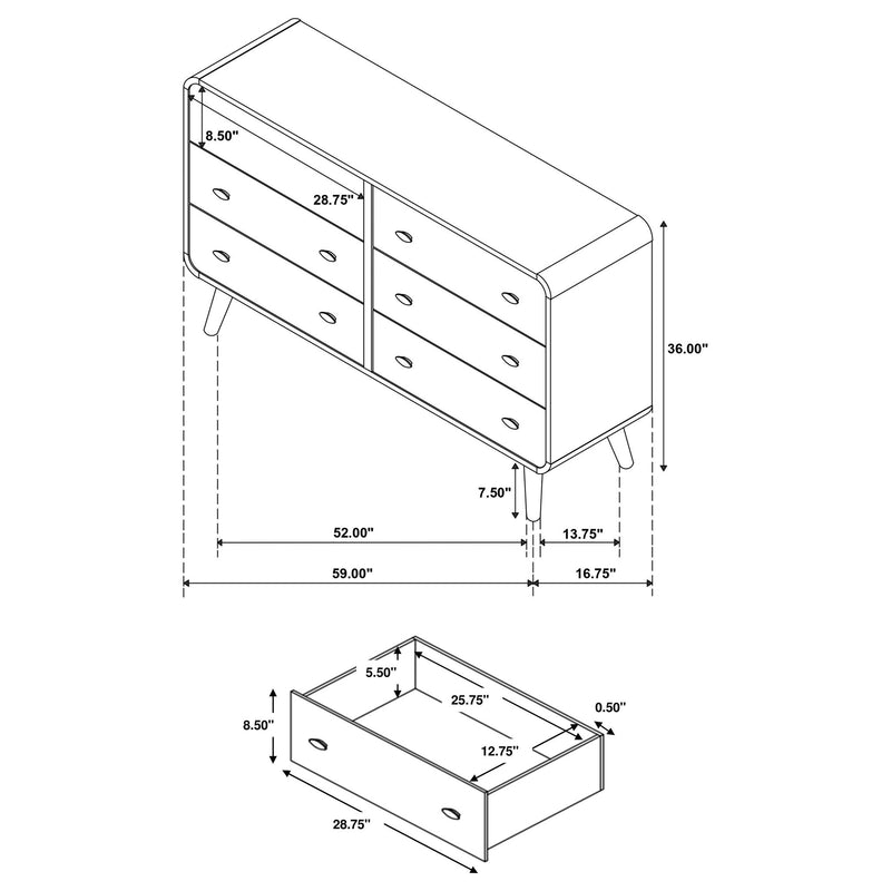 Winston - 6 Drawer Bedroom Dresser