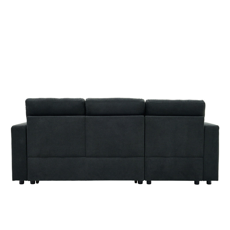 Convertible Sectional Sofa With Storage Chaise, Cup Holders And Pull Out Sleeper