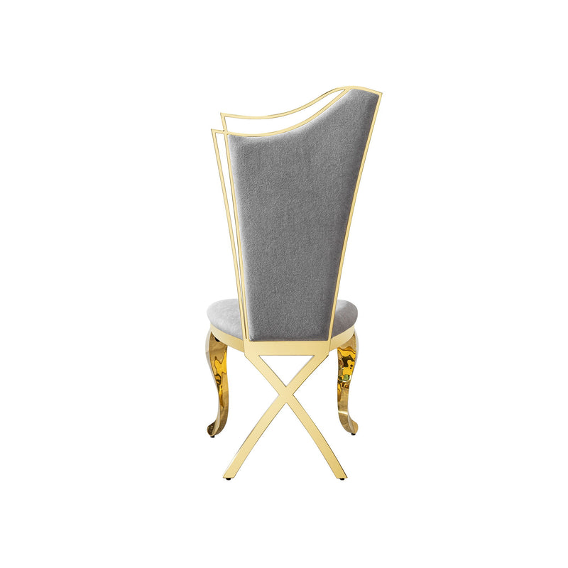 Gorgeous Streamlined High Back Fabric Stainless Steel Dining Chair (Set of 2) - Gold