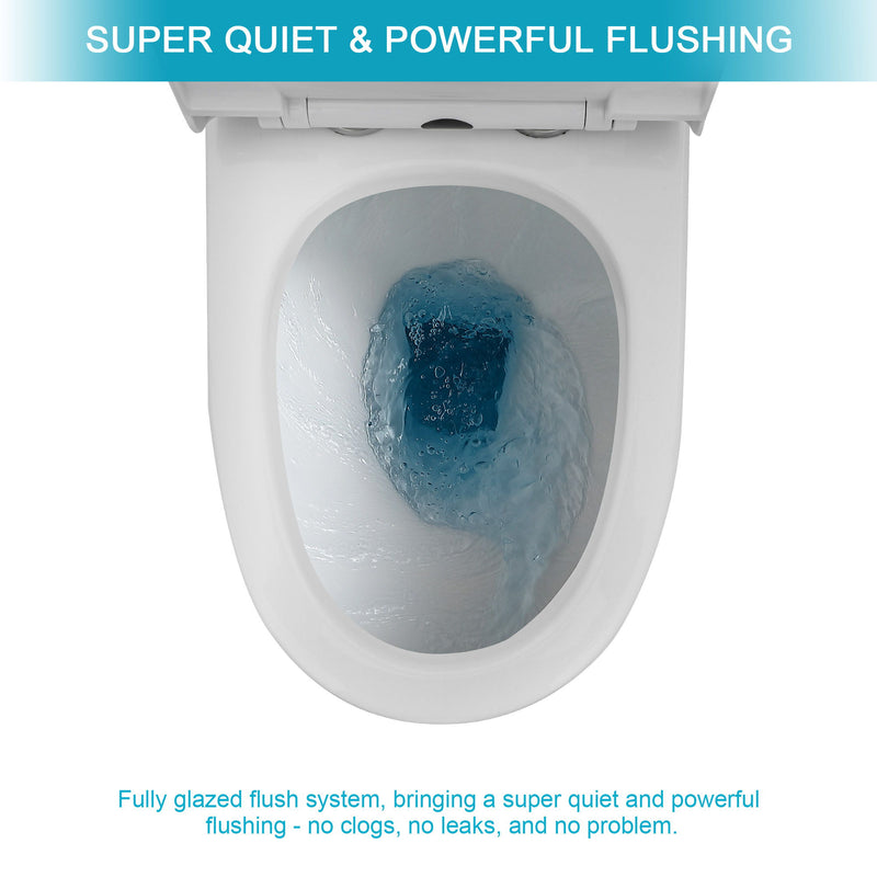 Modern 1 Piece Toilet With Dual Flush And Soft Closing Seat - White