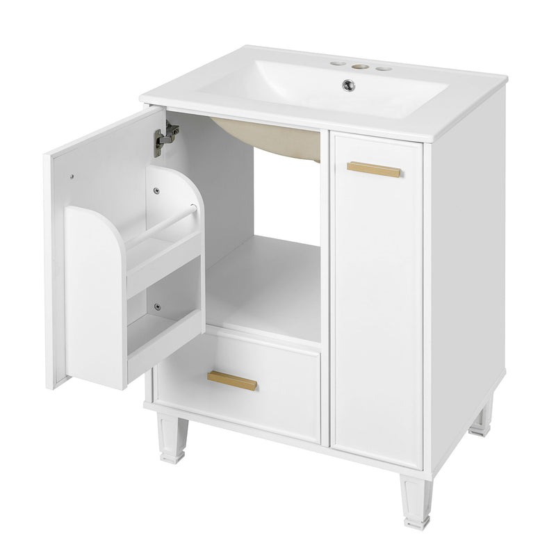 Bathroom Vanity With Sink, Deep Drawer, Door Shelf, 2 Tier Basket