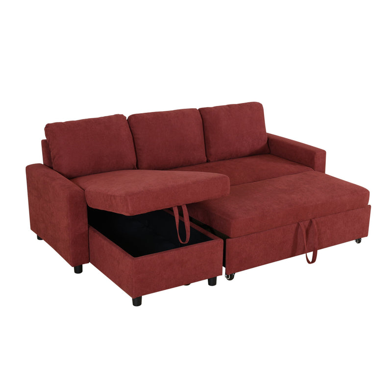 L - Shaped Convertible Sofa Bed With Storage Chaise