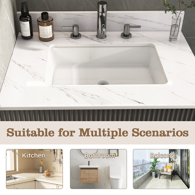 Bianco Carrara Venato Elegant Marble Vanity Top, Bathroom Vanity With Undermount Sink, Sintered Stone