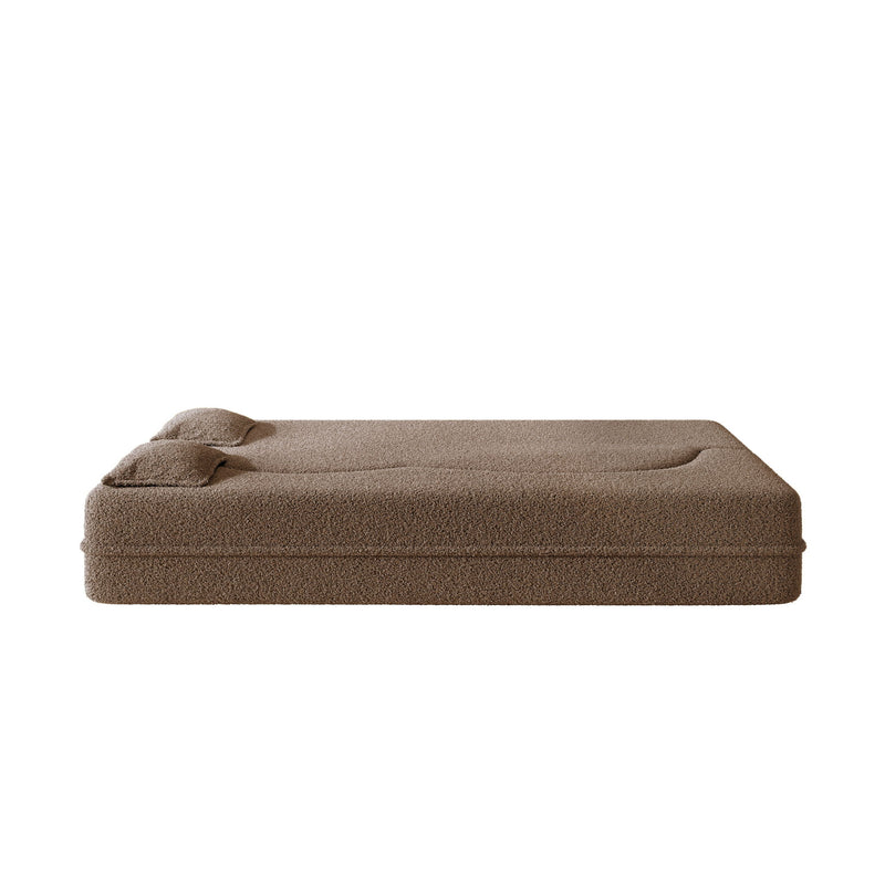 Modern Floor Sleeper Sofa Bed With 2 Pillows, Convertible Twin Size Folding Mattress For Living Room
