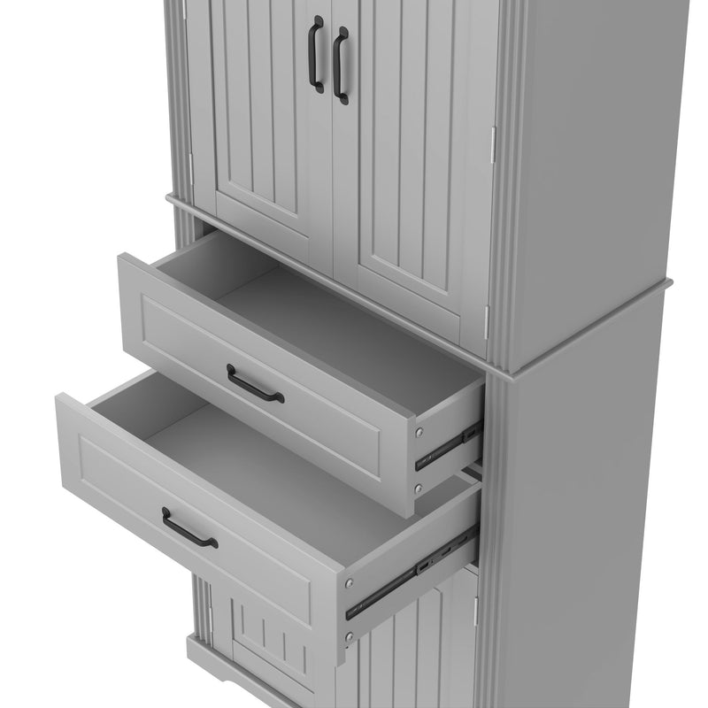 Multi Functional Storage Cabinet With Adjustable Shelves, 2 Drawers, Door Shelves
