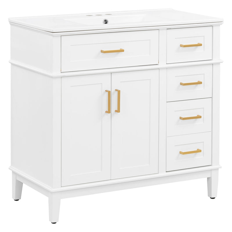 Bathroom Vanity With Sink, Soft Close Doors, 4 Storage Drawers
