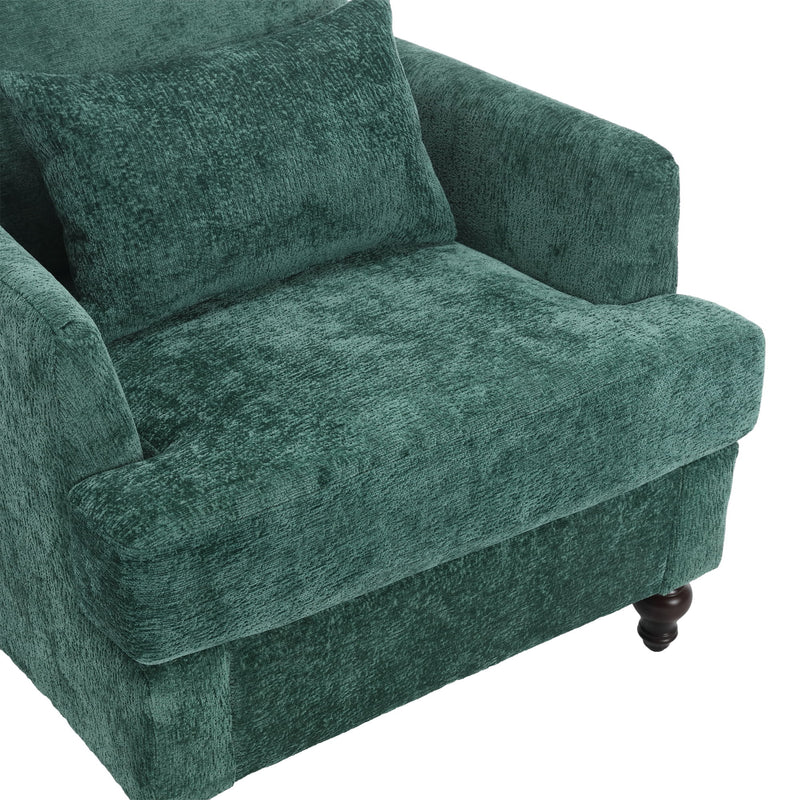 Modern Mid Century Wood Frame Armchair With Tufted Design
