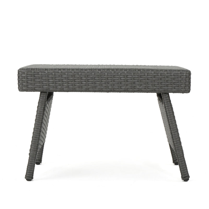 Outdoor Wicker Table With Rectangular Tabletop - Gray