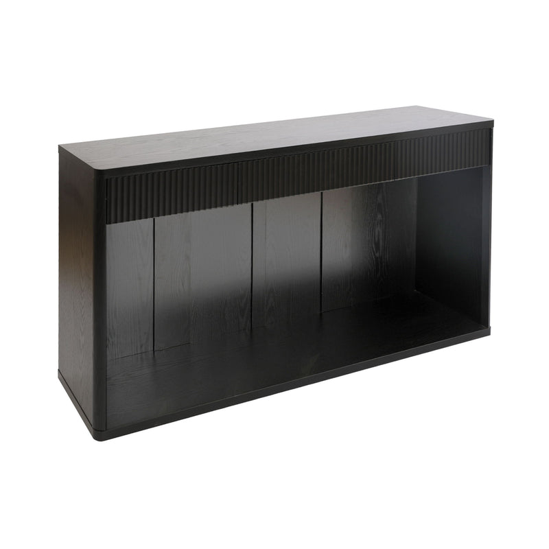 Fluted Console Table With 3 Drawers, Long Sofa Table Behind Couch For Living Room - Black