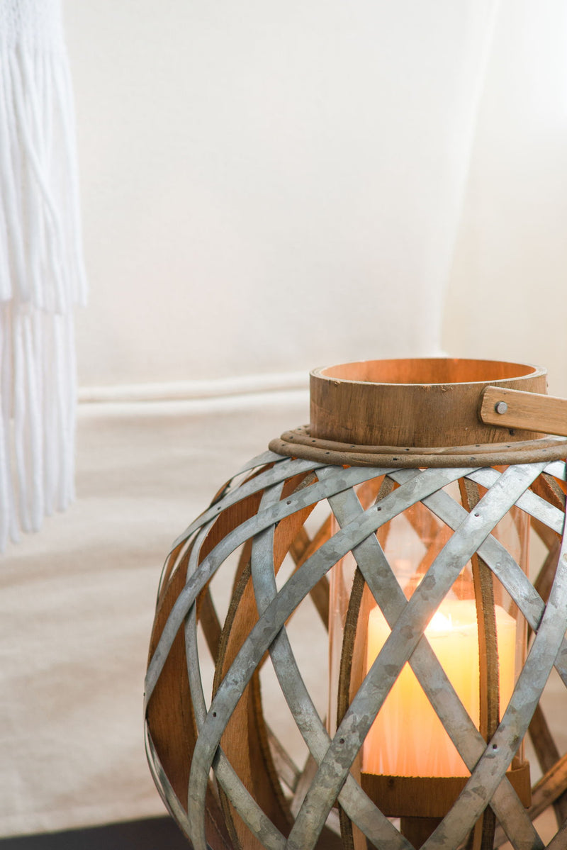 Decorative Lantern With Handle, Wooden Lantern For Indoor Outdoor, Home Garden, Wedding - Silver