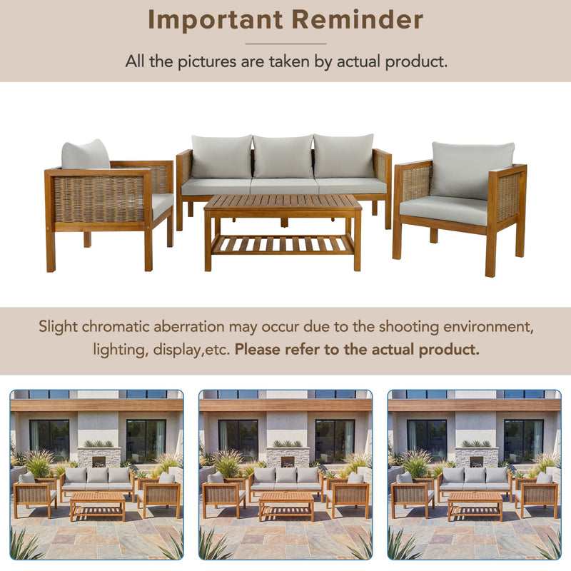Patio Set Outdoor With Coffee Table And Cushions