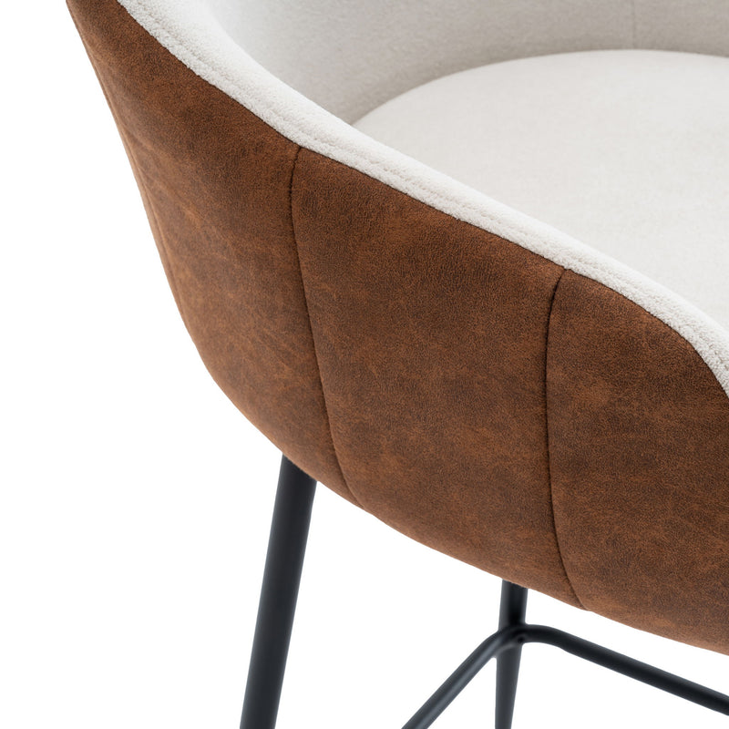 Modern Style Counter Height Bar Stools, With Comfortable Upholstery, Durable Metal Legs Ensure Stability - Brown