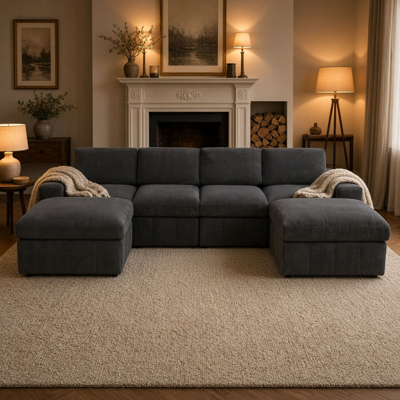 Modular Sectional Sofa, Reversible Set