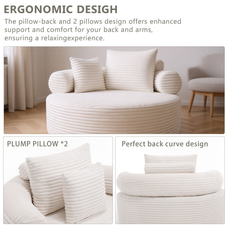 Round Sofa Bed With 3 Pillows For Living Room