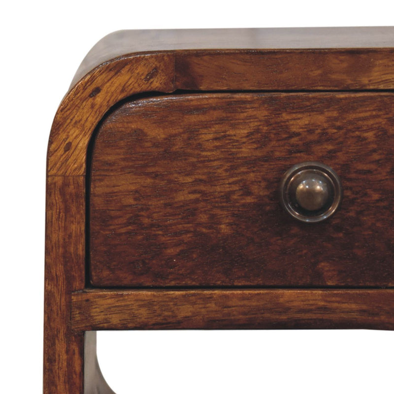 Mini California Curved Nightstand Wth Lower Slot